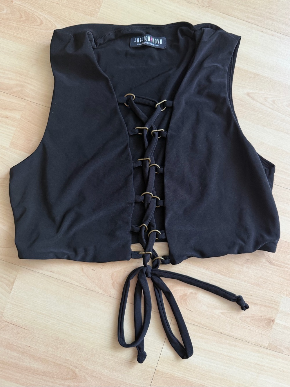 Fashion Nova Black Lace-Up Crop Top